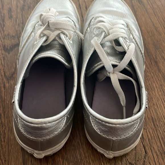 Silver Leather Vans Laceups Women 8.5 - Picture 7 of 8